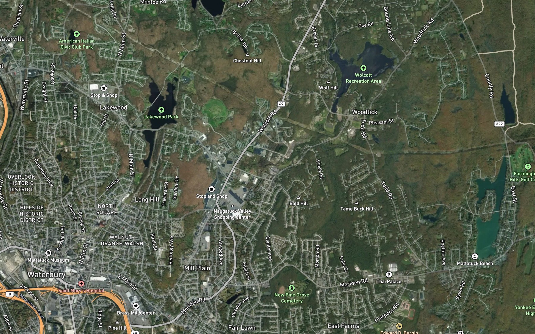 Satellite map of the Old Tannery Brook