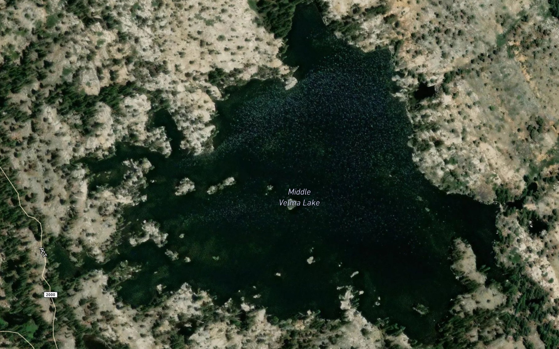 Satellite map of the Middle Velma Lake