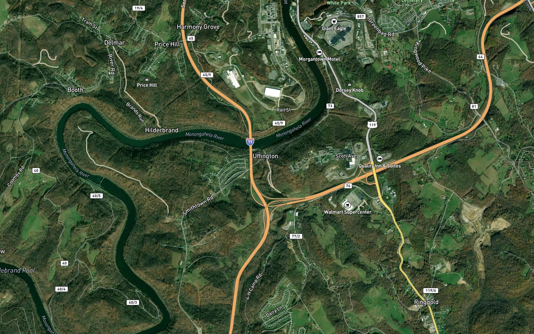 Satellite map of the Price Run