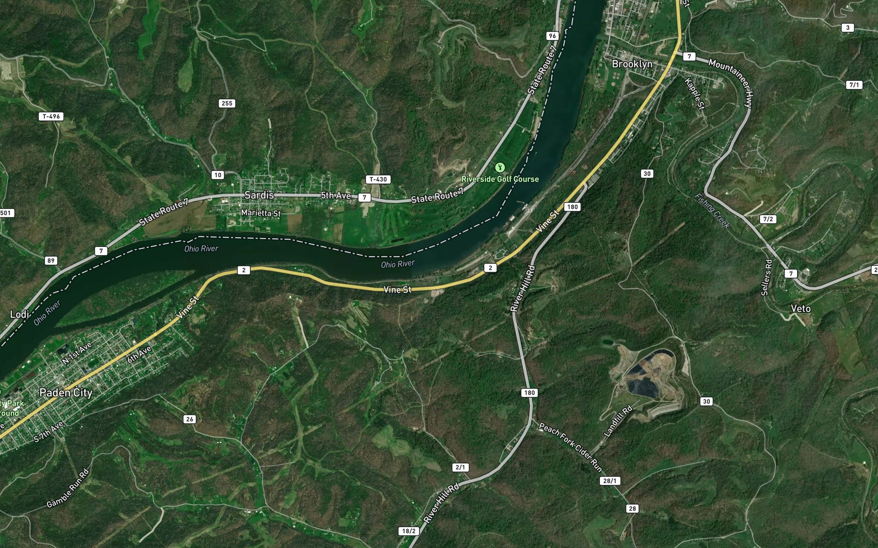 Satellite map of the Lively Run