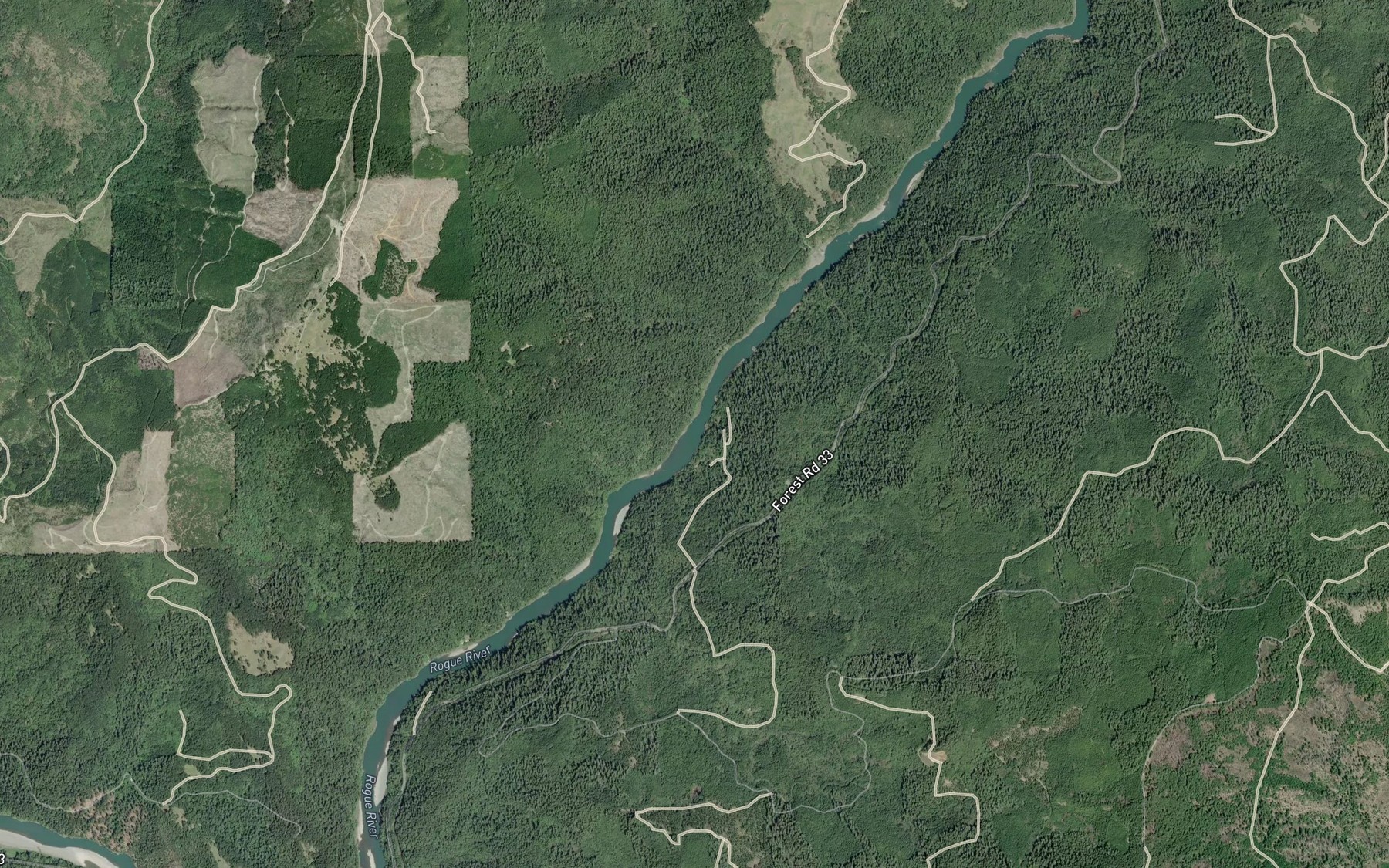 Satellite map of the Rachels Delight Riffle