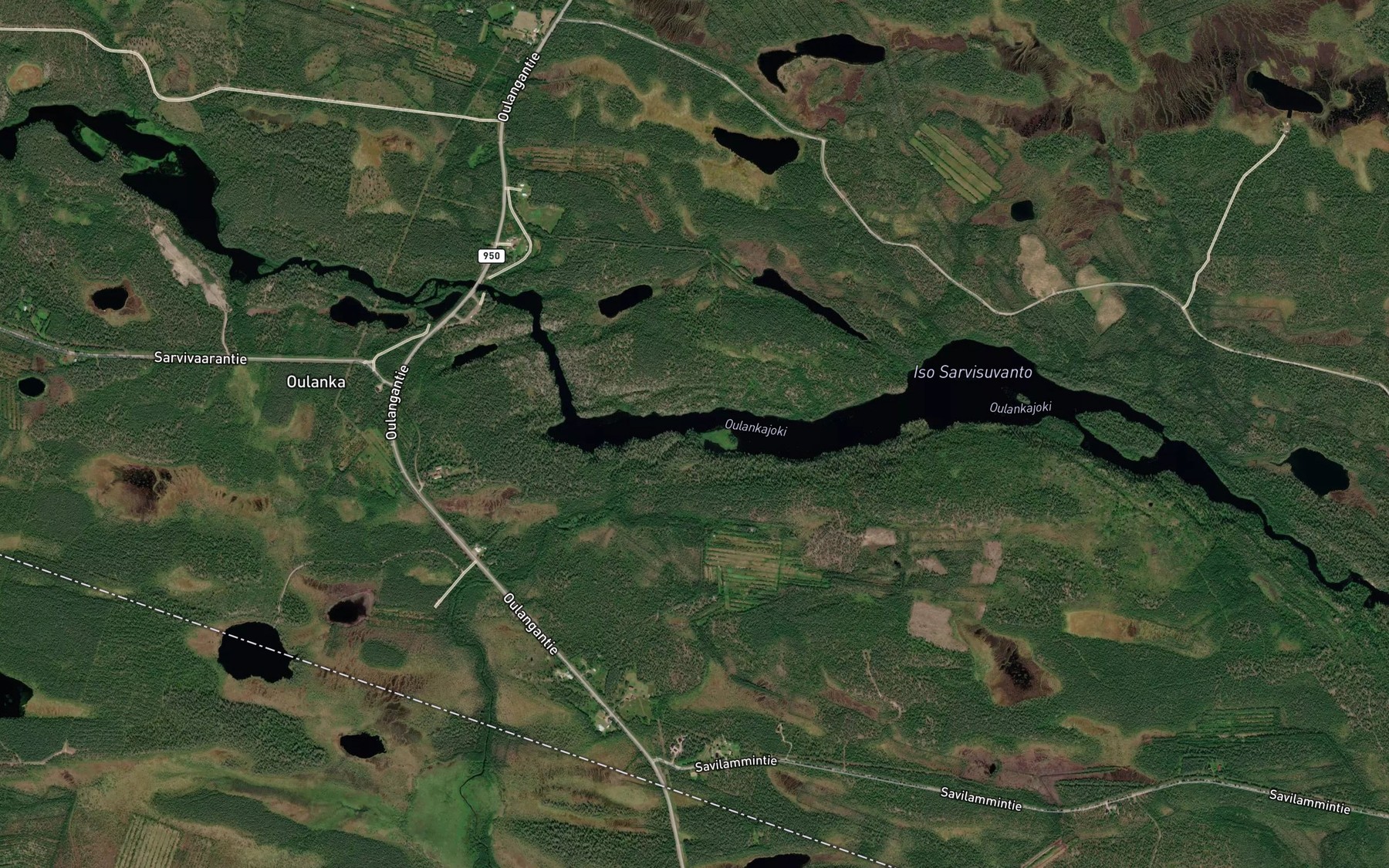 Satellite map of the Ahvenoja