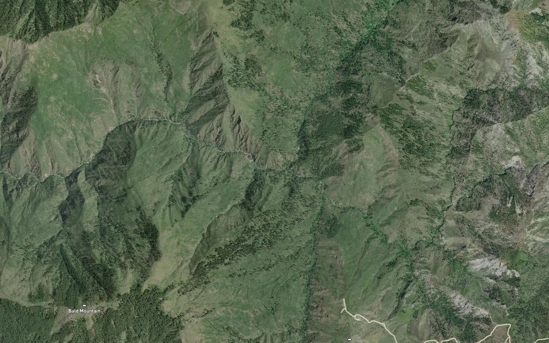 Satellite map of the North Fork Silver Creek
