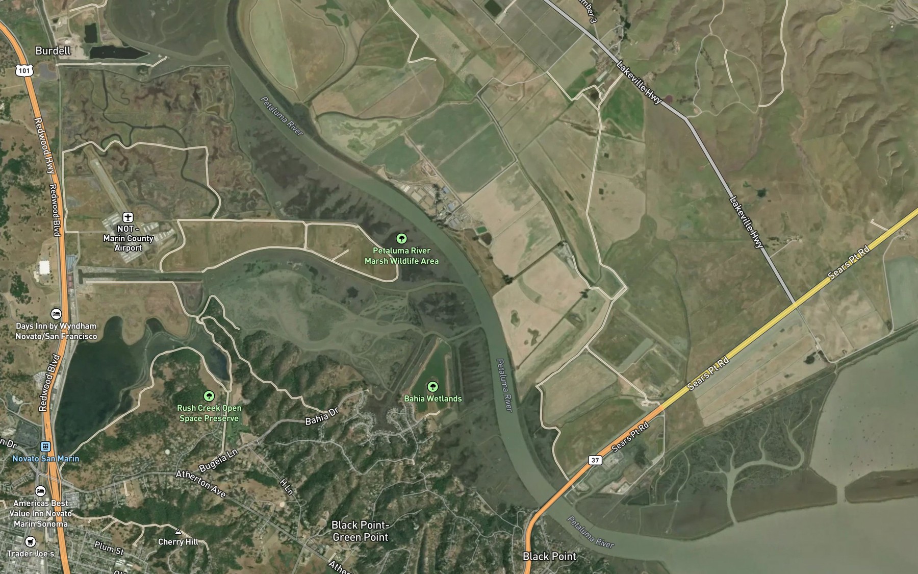 Satellite map of the Black John Slough
