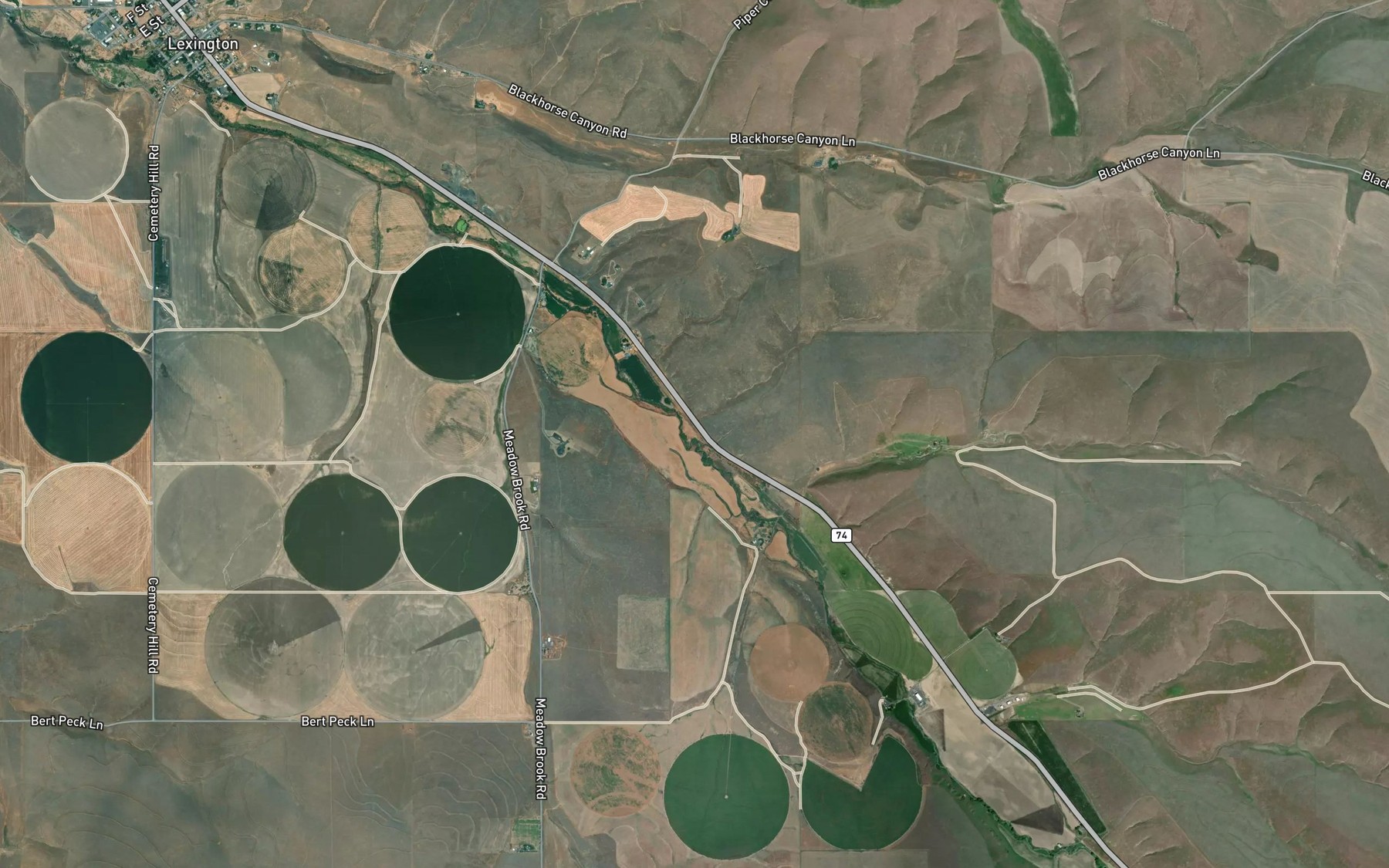Satellite map of the Sourdough Creek