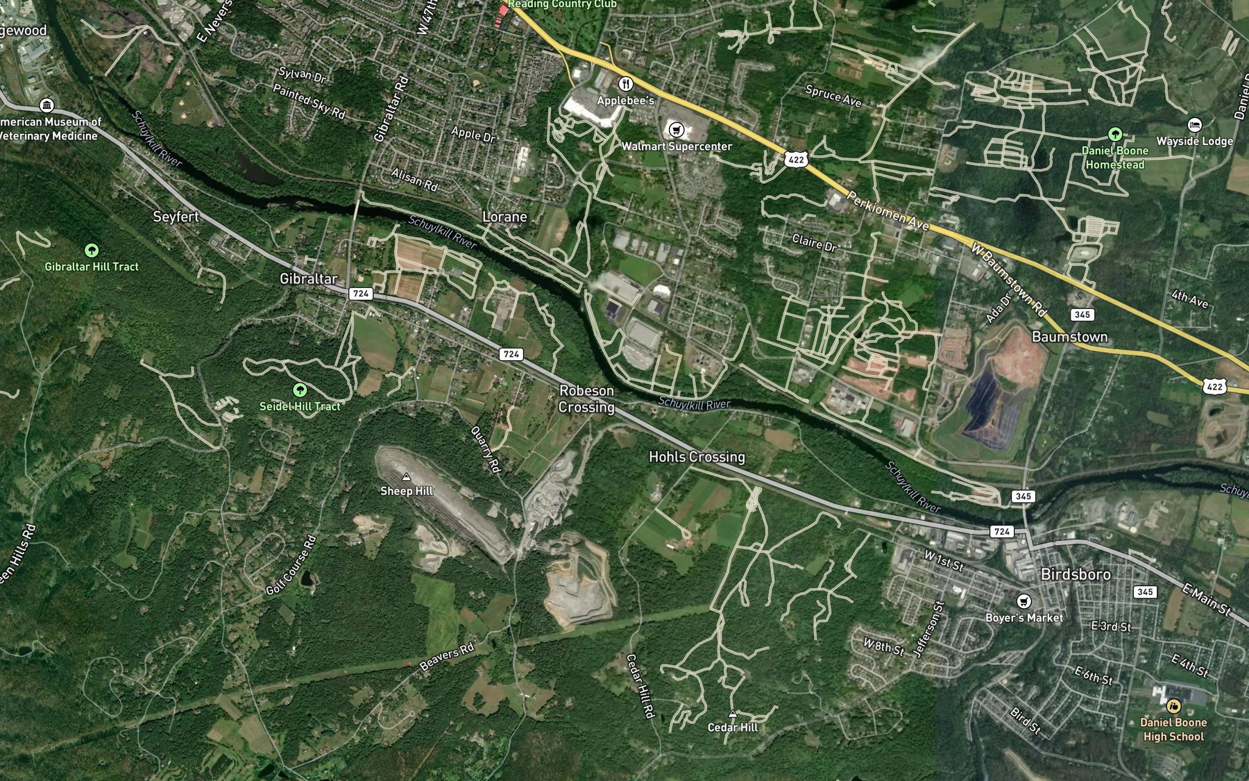 Satellite map of the Indian Corn Creek