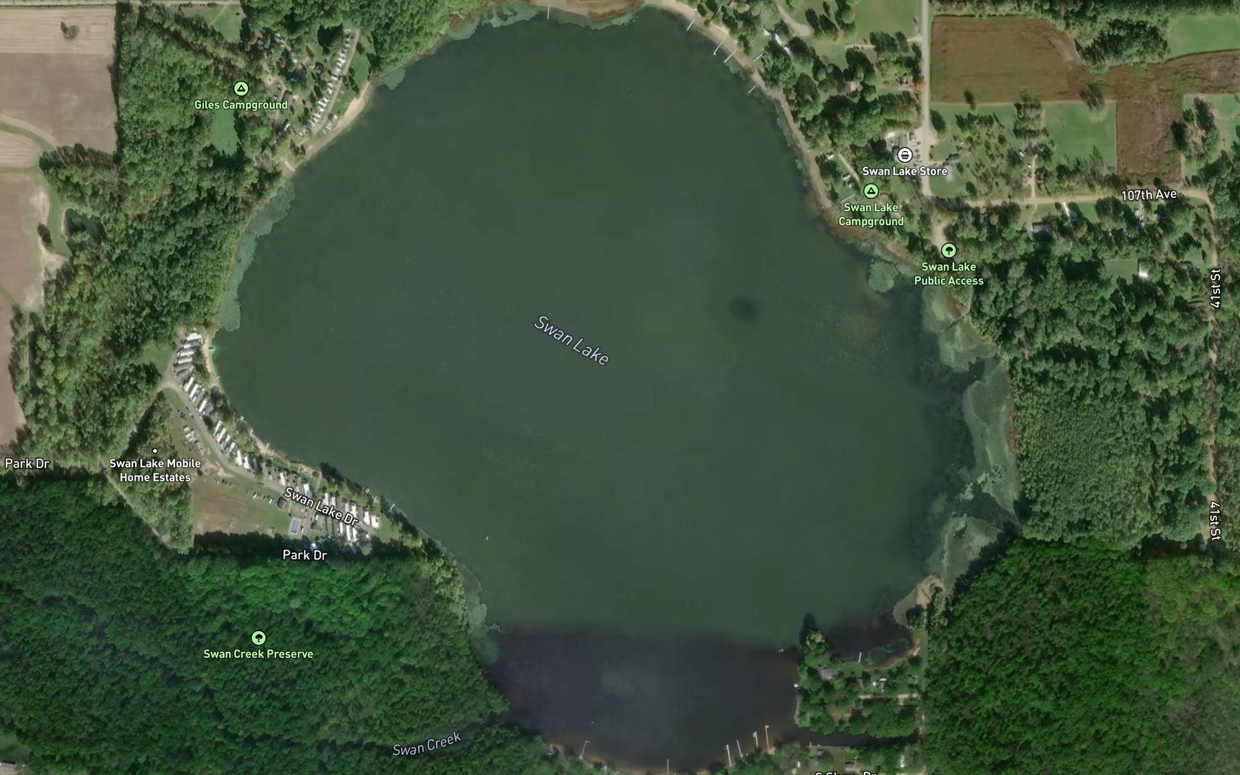 Satellite map of the Swan Lake