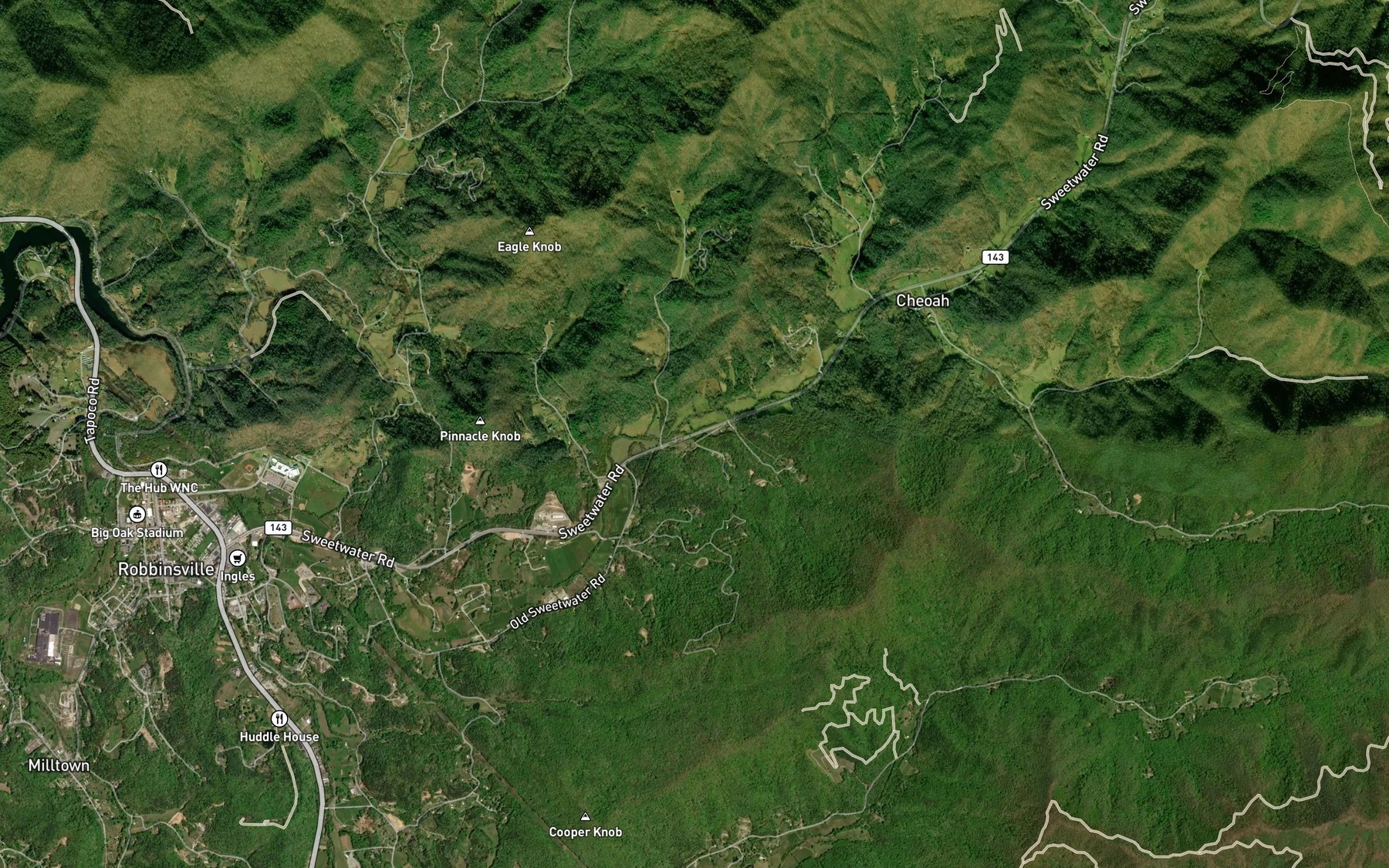 Satellite map of the Pigpen Branch
