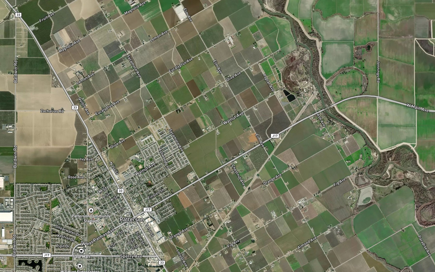 Satellite map of the Stony Creek