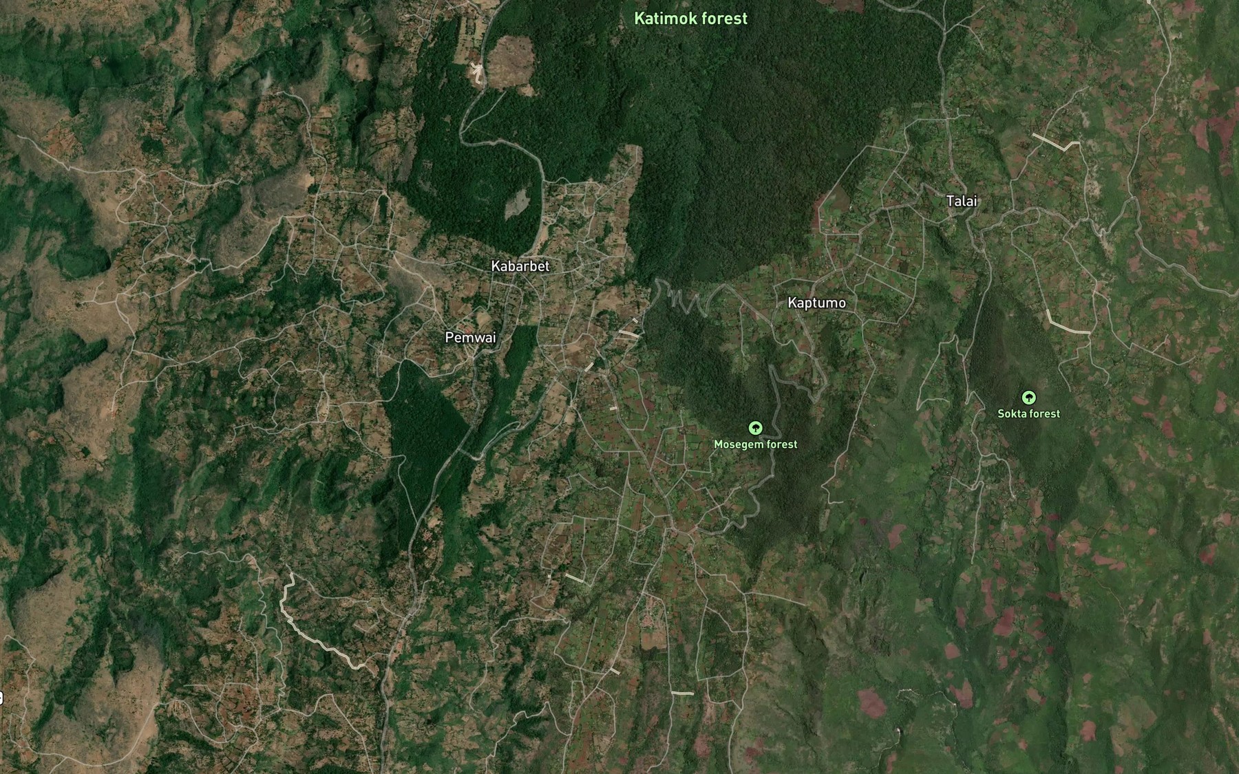 Satellite map of the Kapchebu