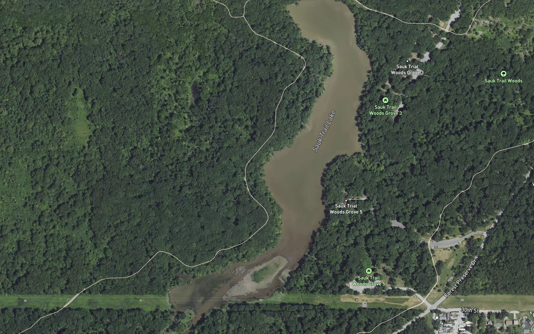 Satellite map of the Sauk Trail Lake