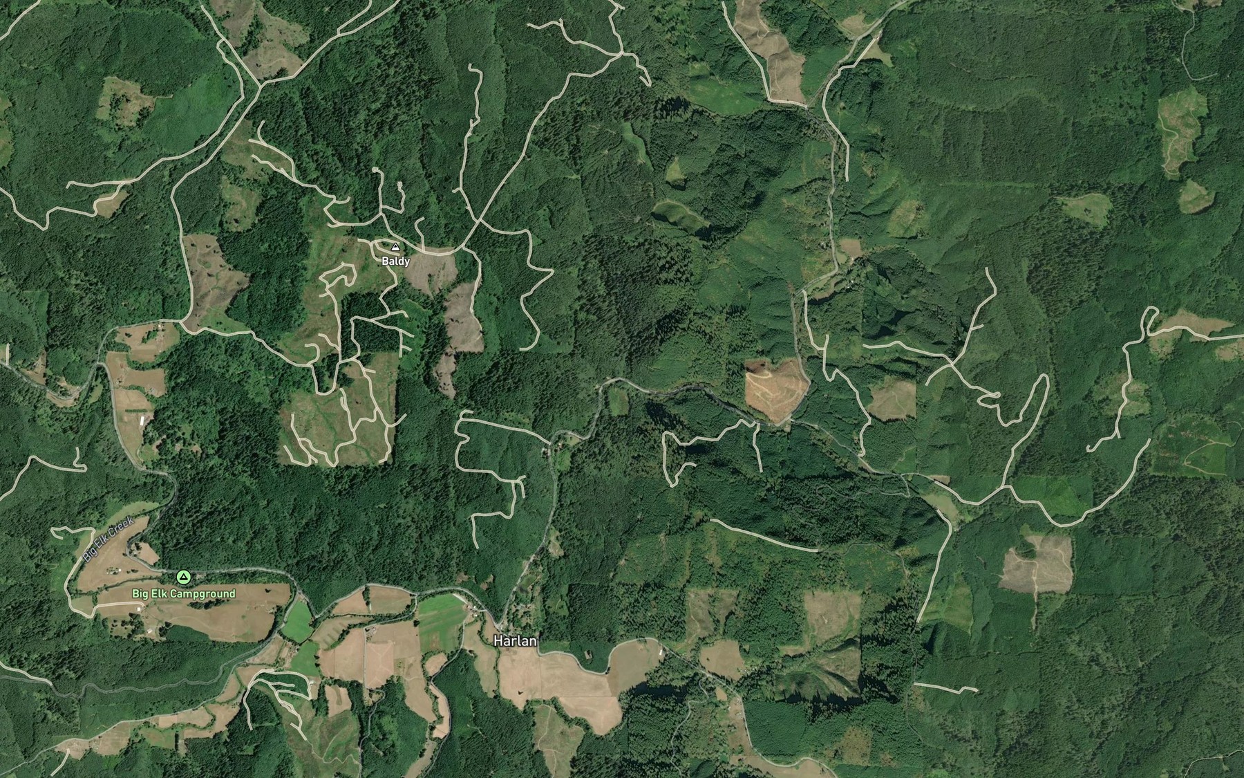 Satellite map of the Lake Creek