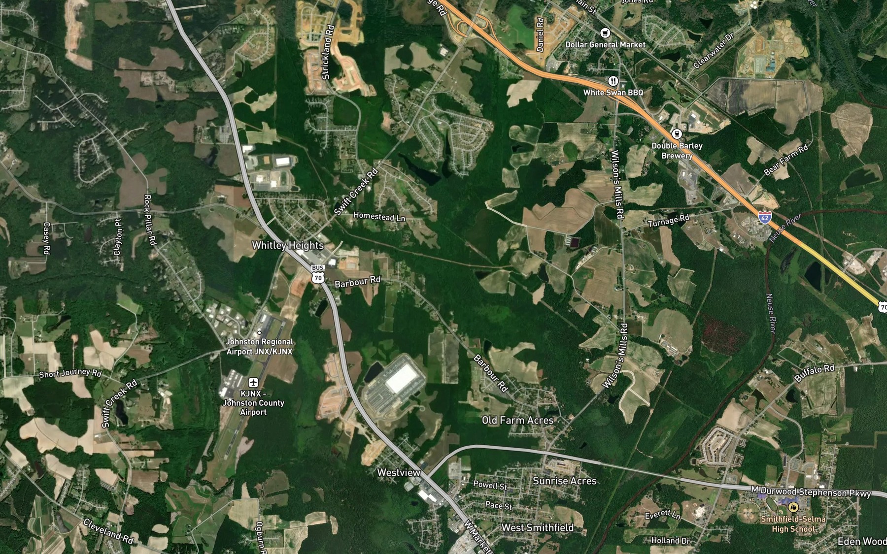 Satellite map of the Little Poplar Creek