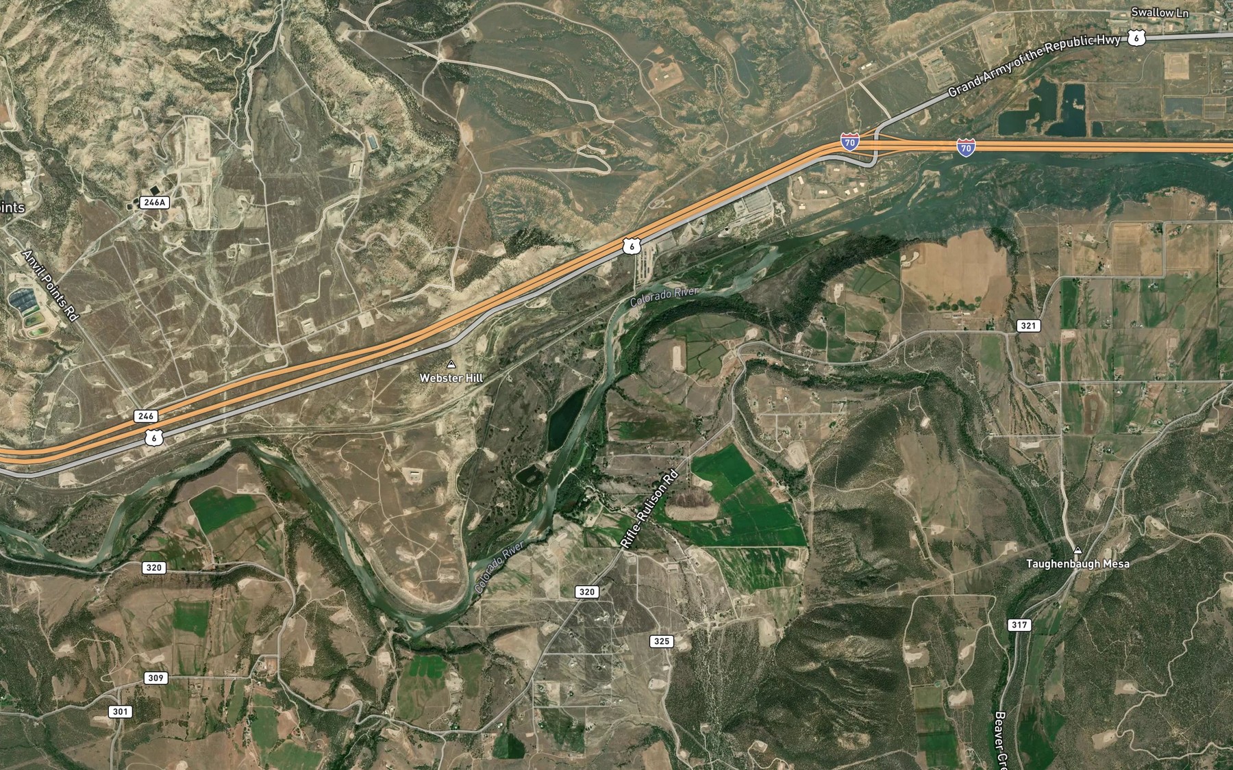 Satellite map of the Beaver Creek