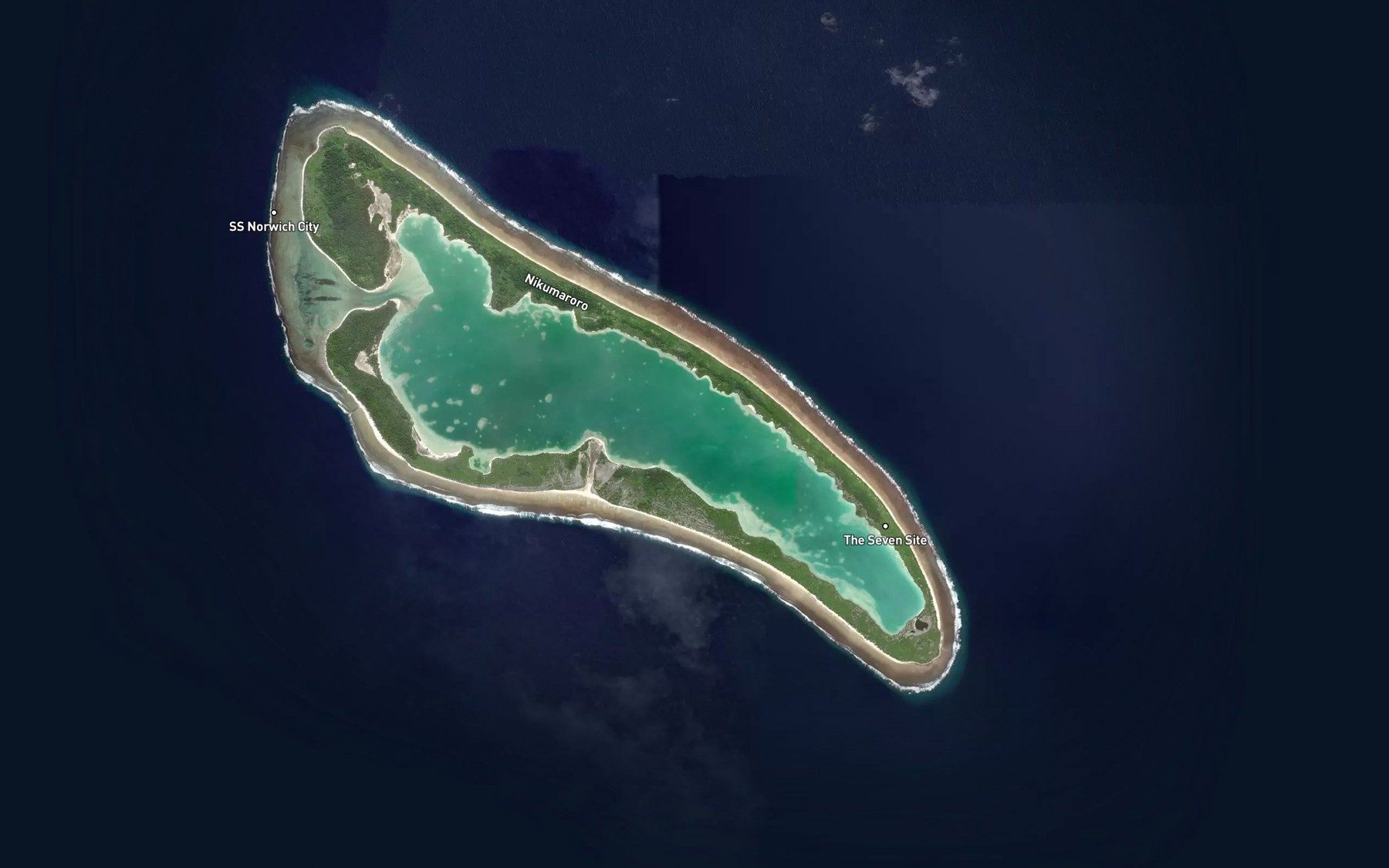 Satellite map of the Nikumaroro Lagoon