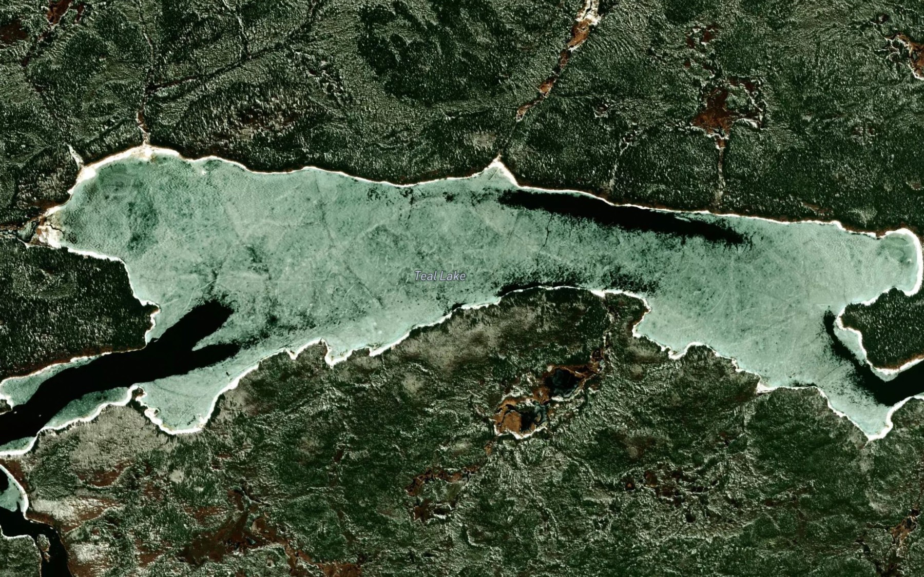 Satellite map of the Teal Lake