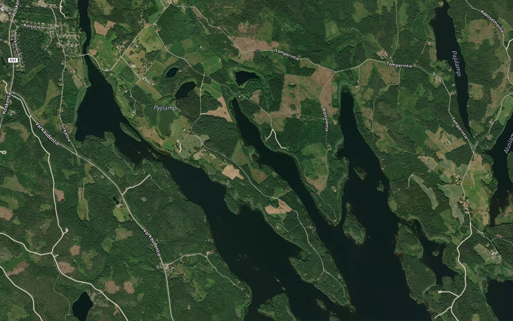 Satellite map of the Poksanlahti