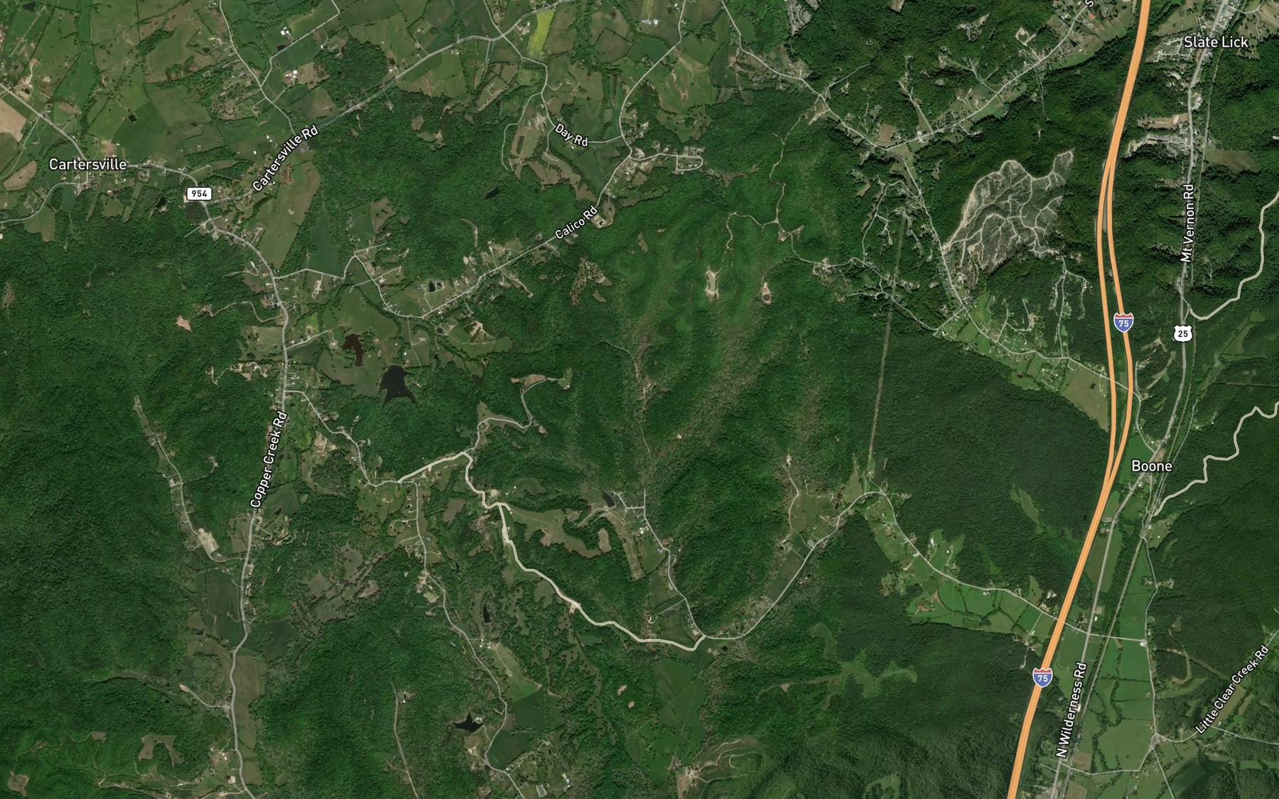 Satellite map of the Wolf Branch