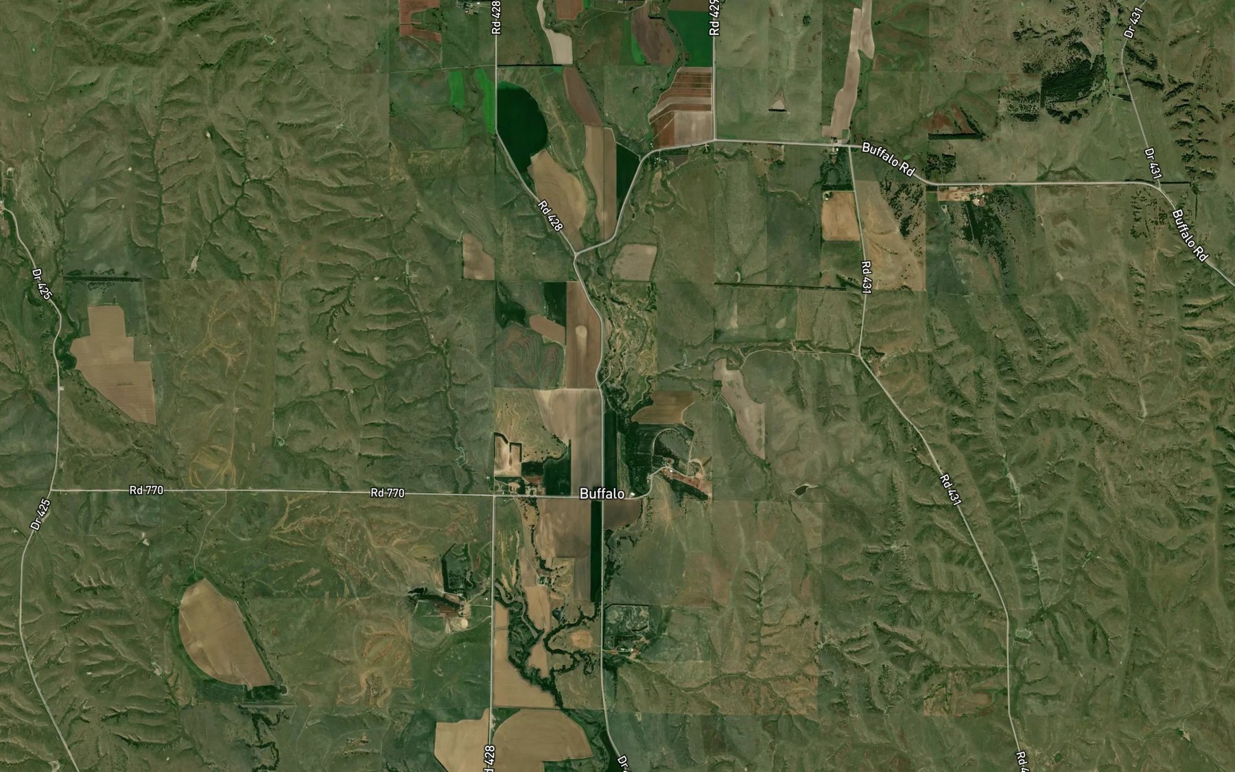 Satellite map of the East Buffalo Creek
