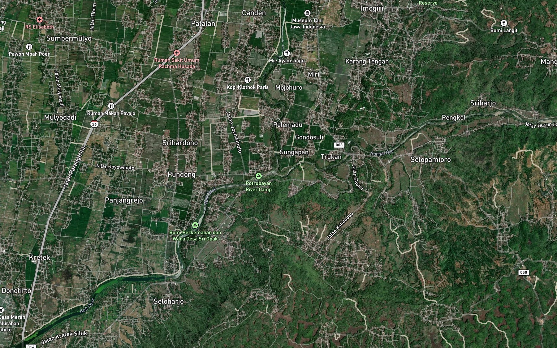 Satellite map of the Kali Oyo