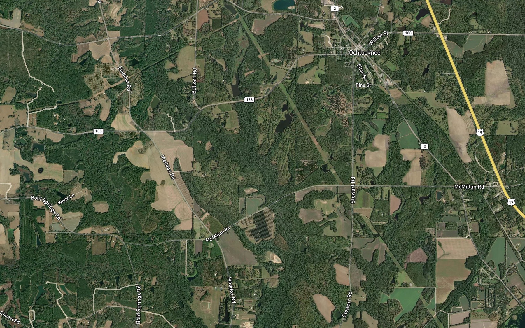 Satellite map of the Horse Creek