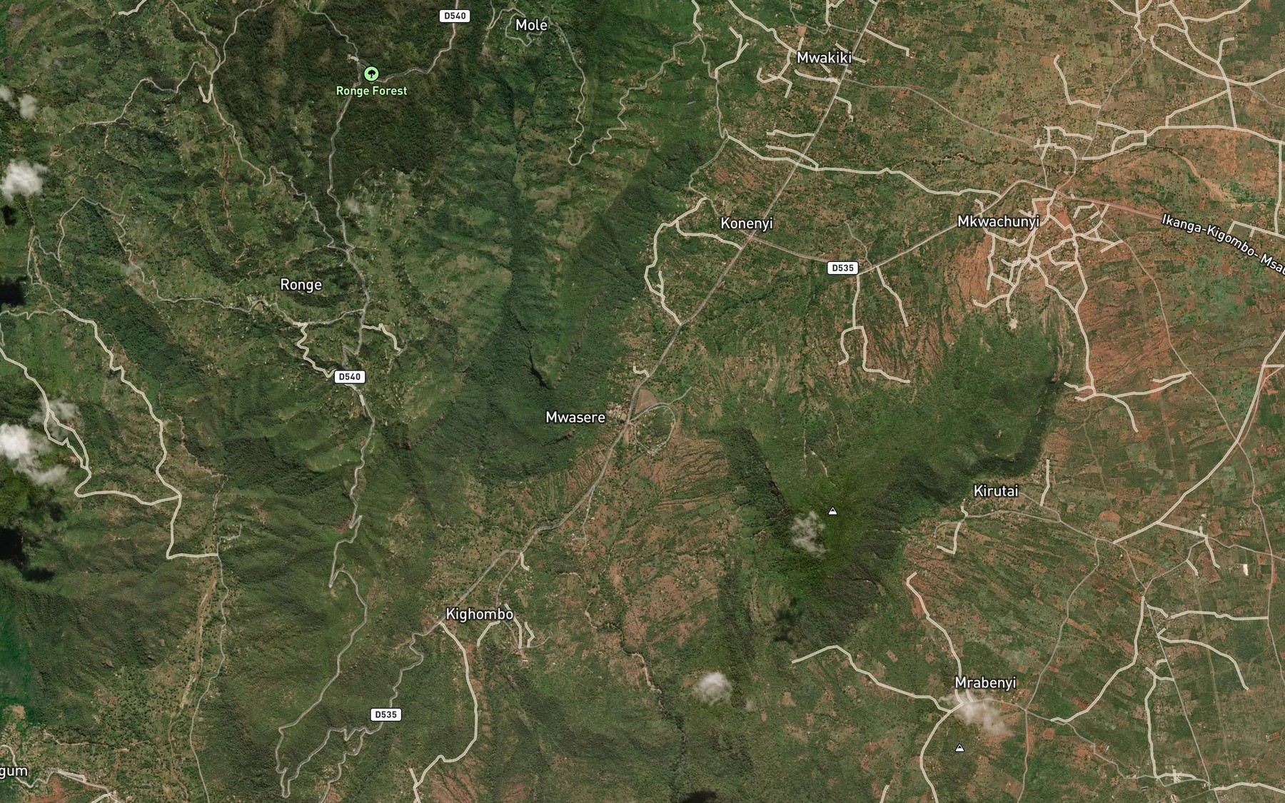 Satellite map of the Kigombo Reservoir