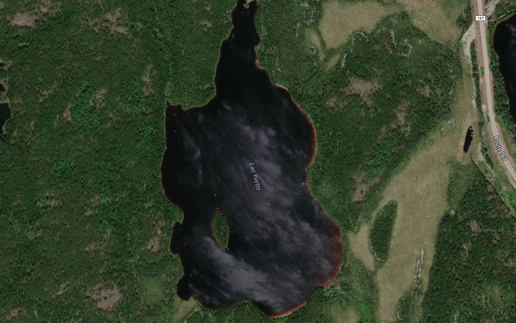 Satellite map of the Lac Yvette