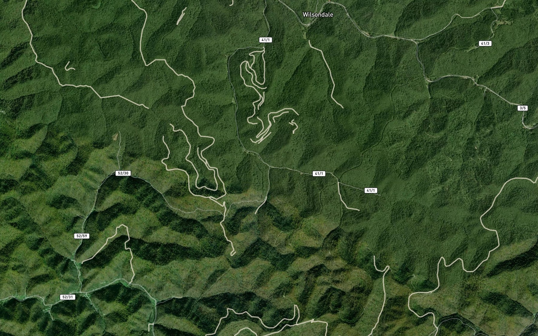 Satellite map of the Chestnut Log Branch