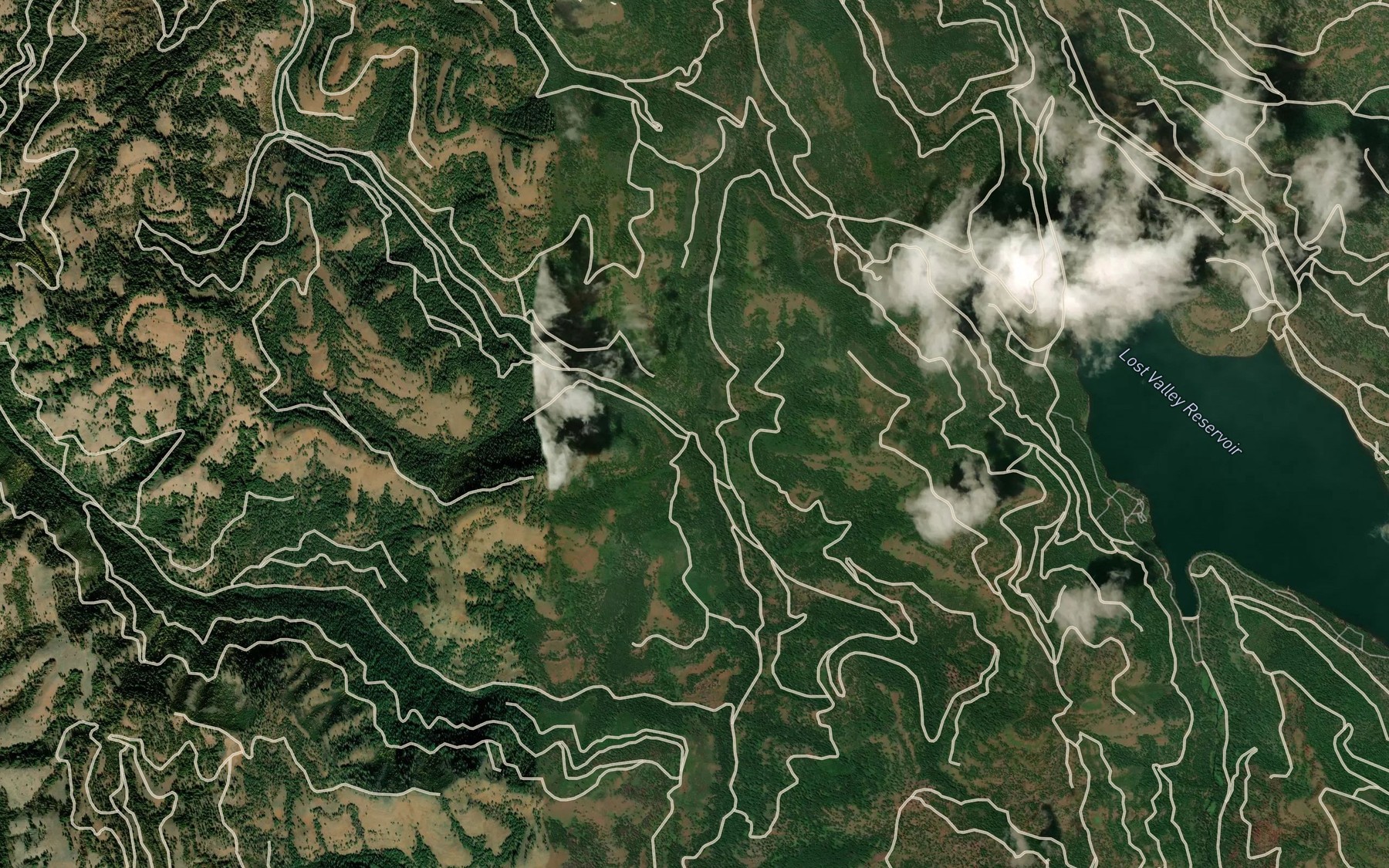 Satellite map of the Corral Creek
