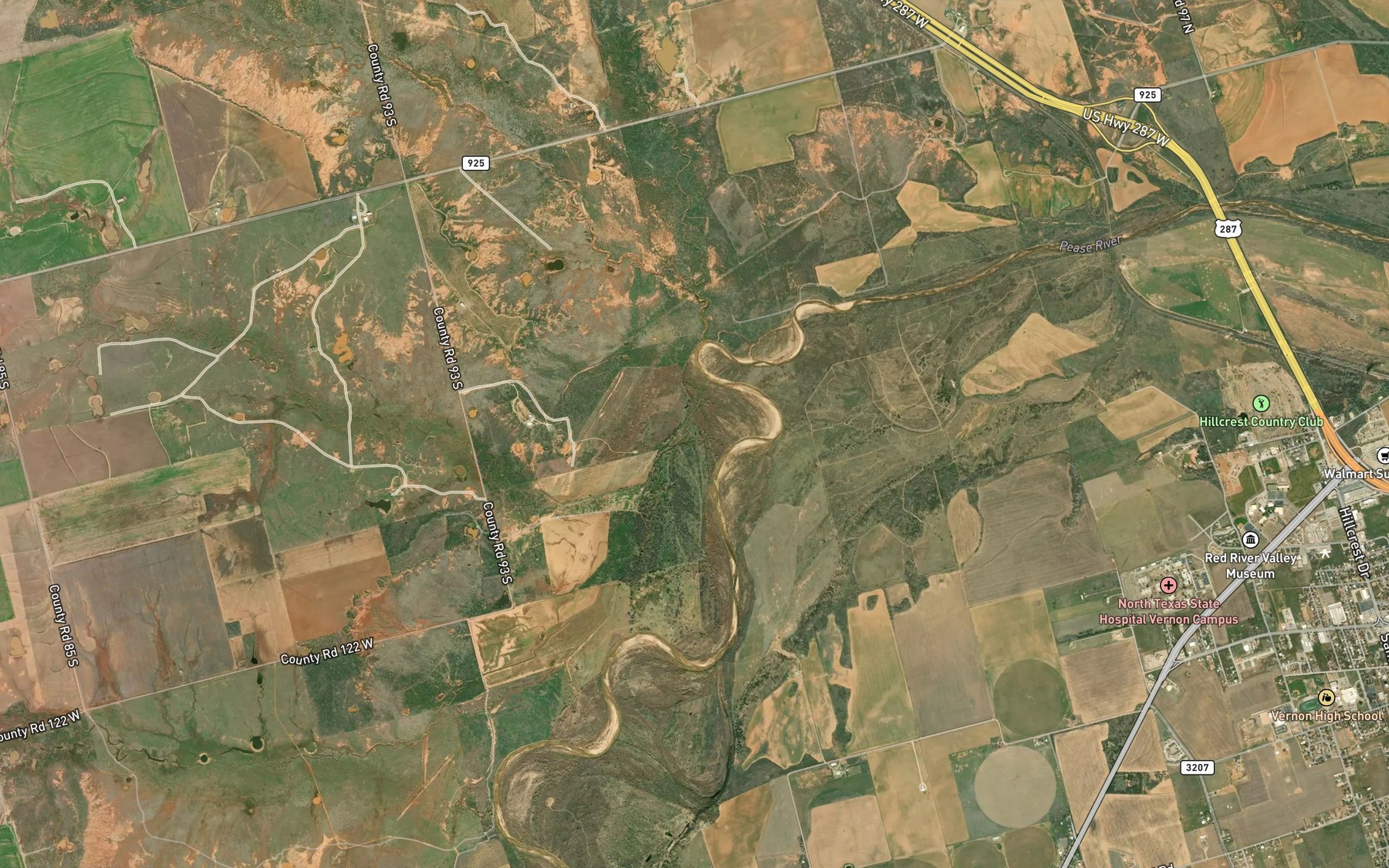 Satellite map of the Dan Creek