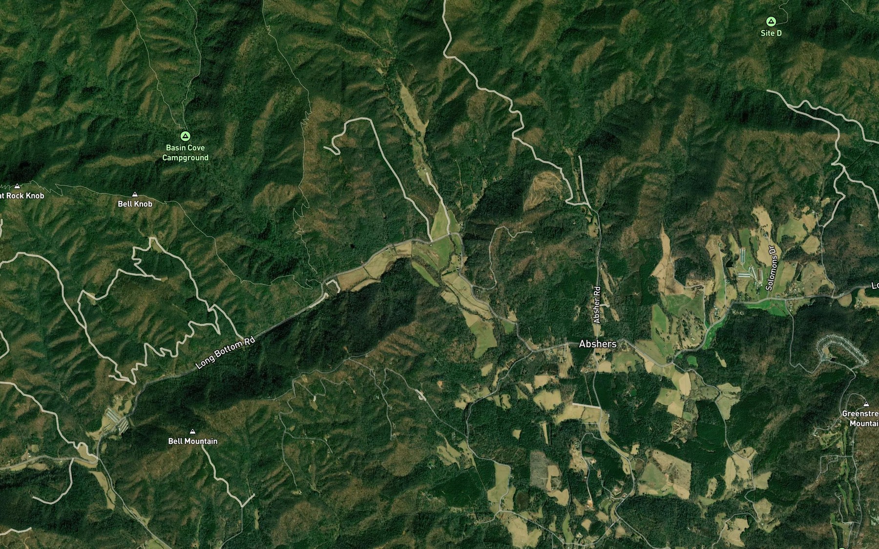 Satellite map of the Lovelace Creek