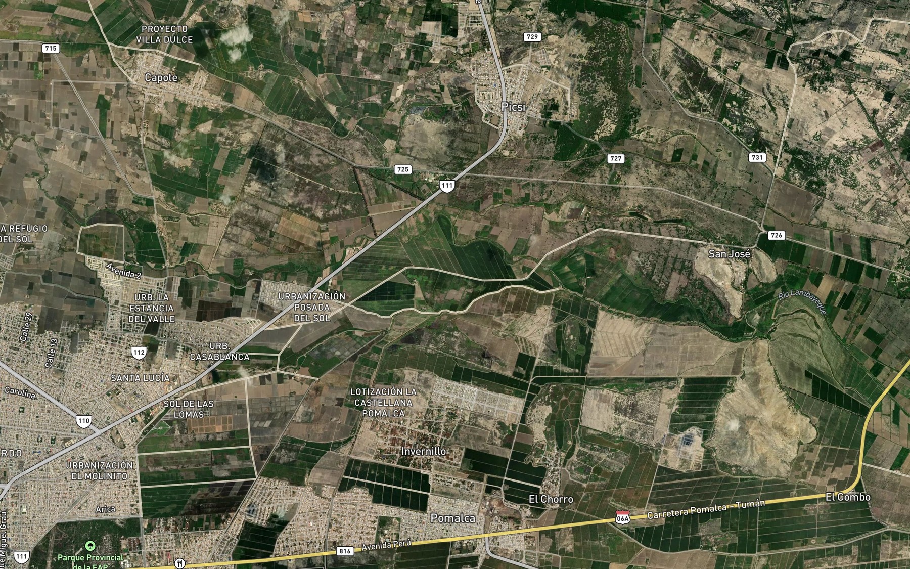Satellite map of the Acequia Chiclayo