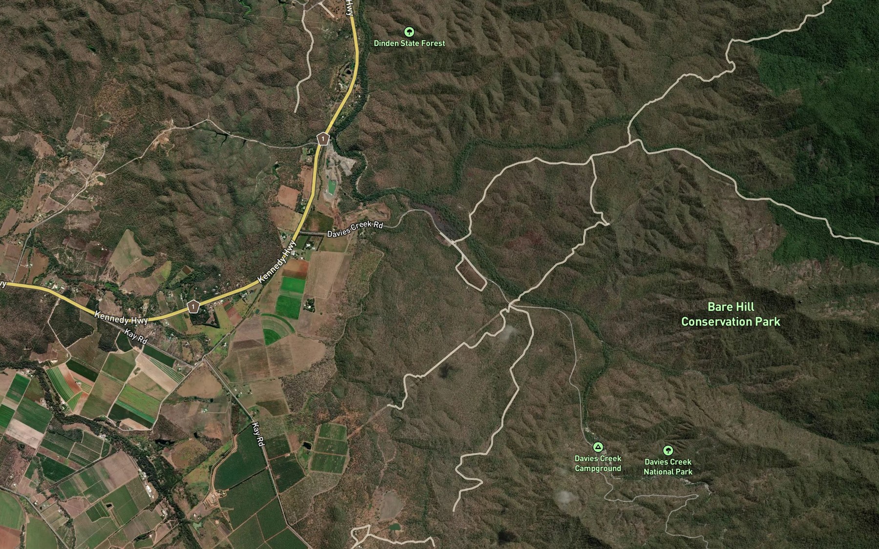 Satellite map of the Brindle Creek