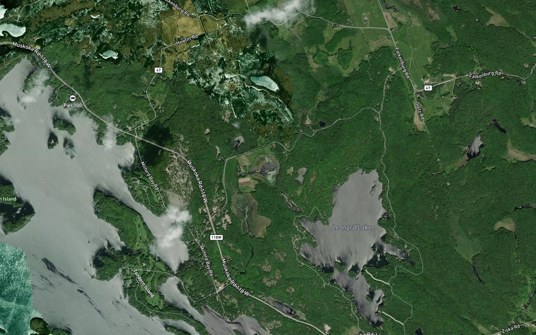 Satellite map of the Rileys Lake
