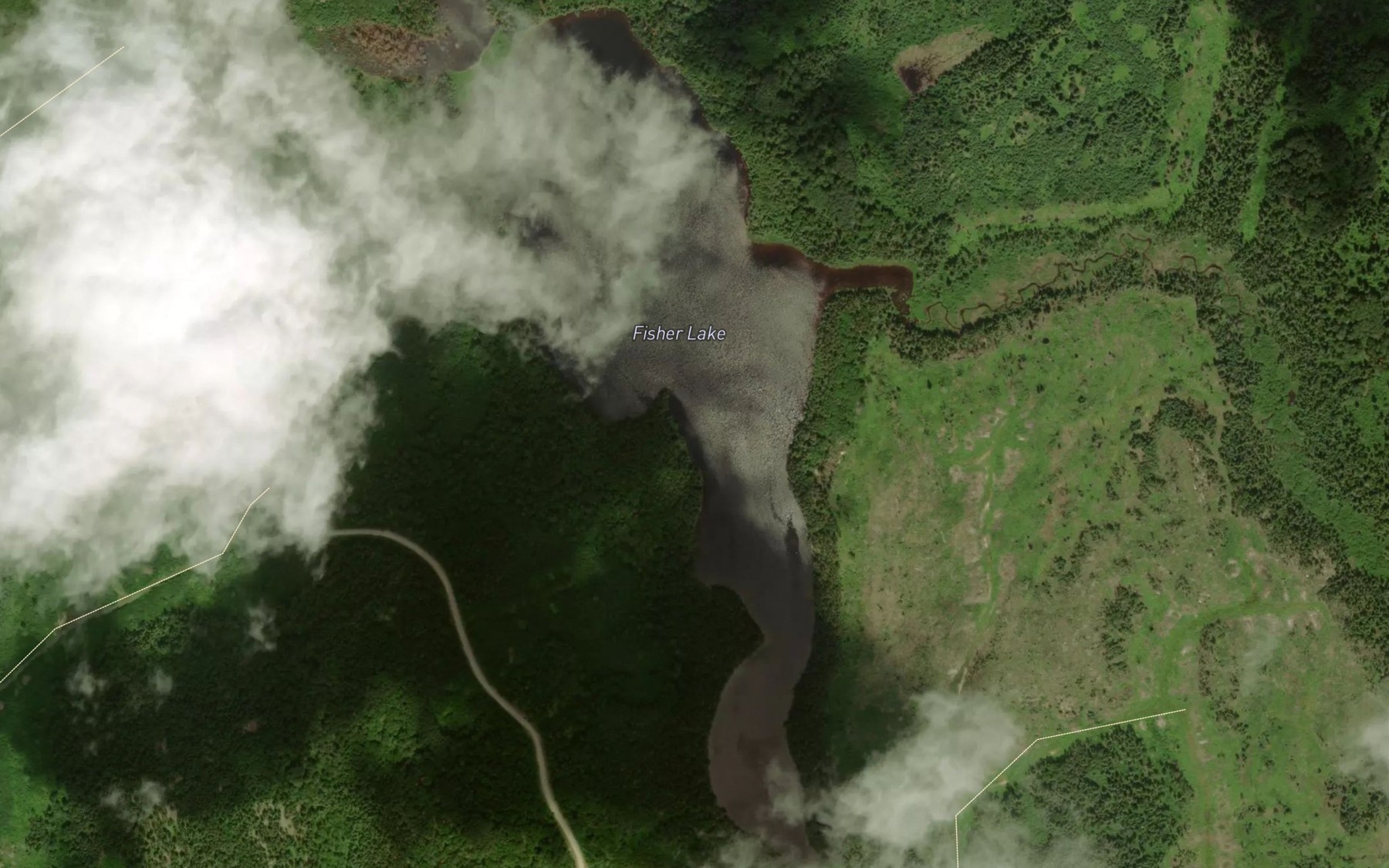 Satellite map of the Fisher Lake