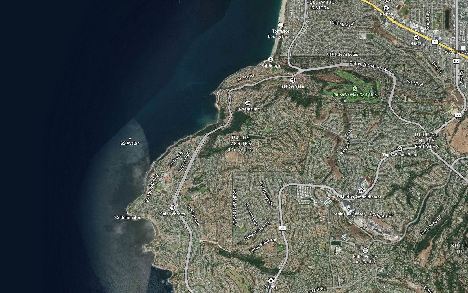 Satellite map of the Margate Canyon Creek
