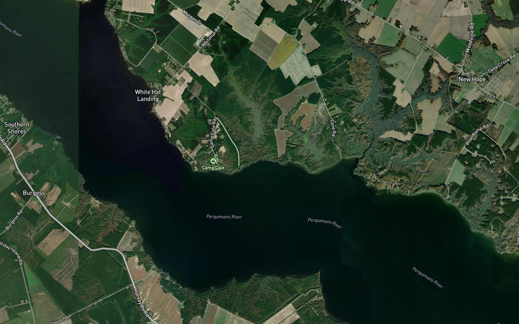 Satellite map of the Great Run Swamp