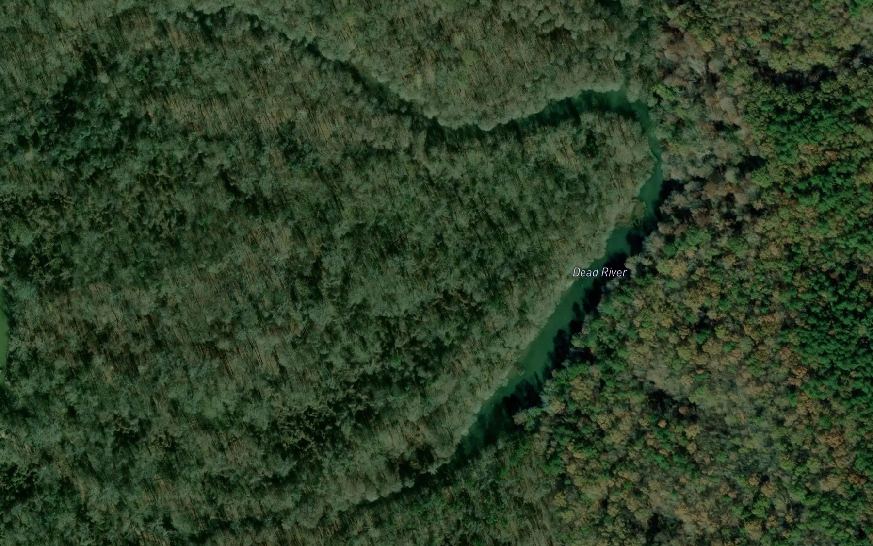 Satellite map of the Dead River