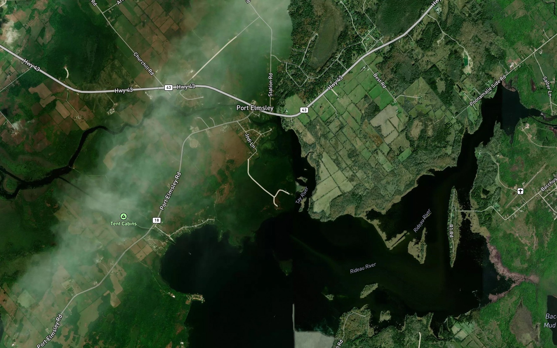 Satellite map of the Tay River