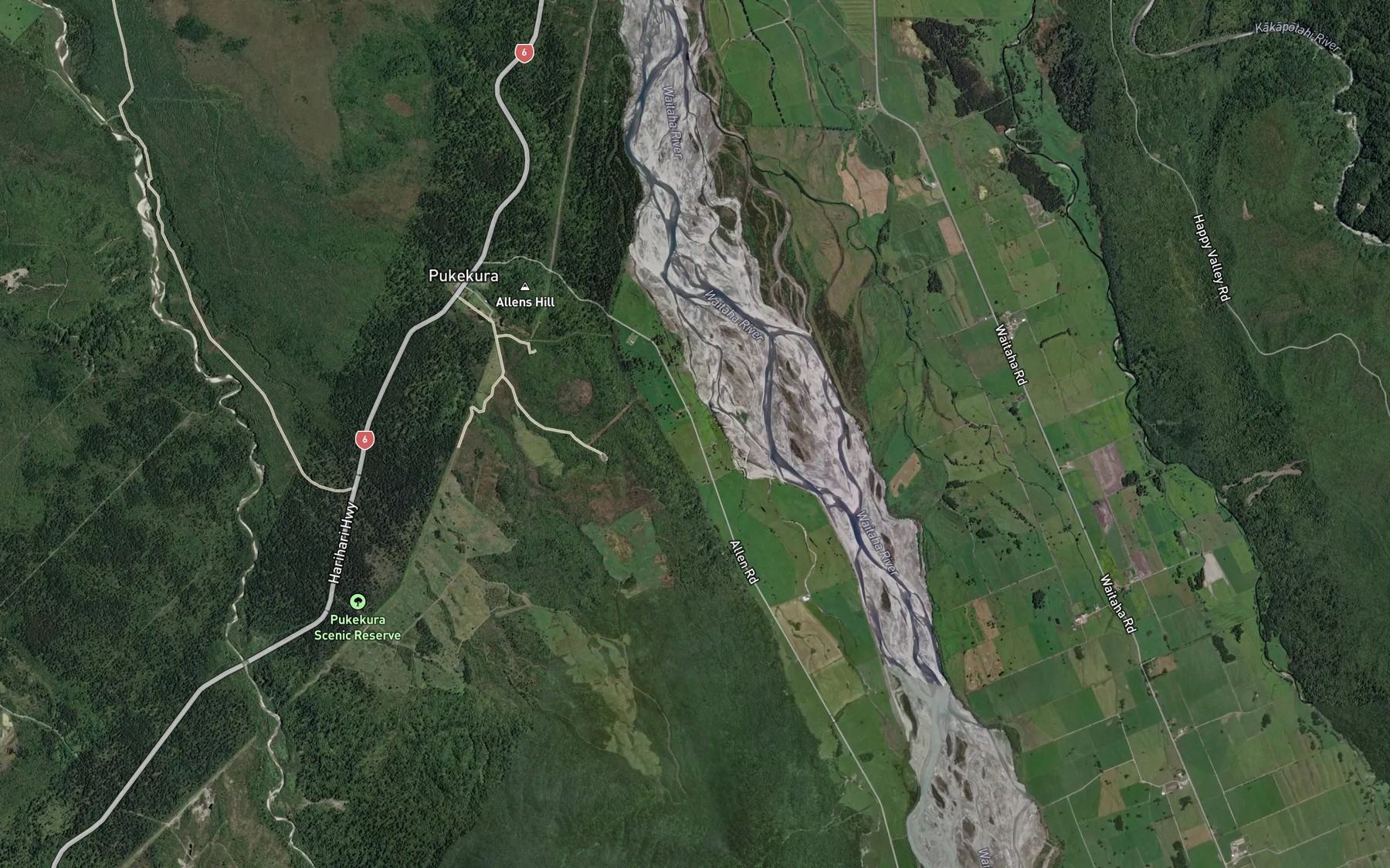 Satellite map of the Alpha Creek