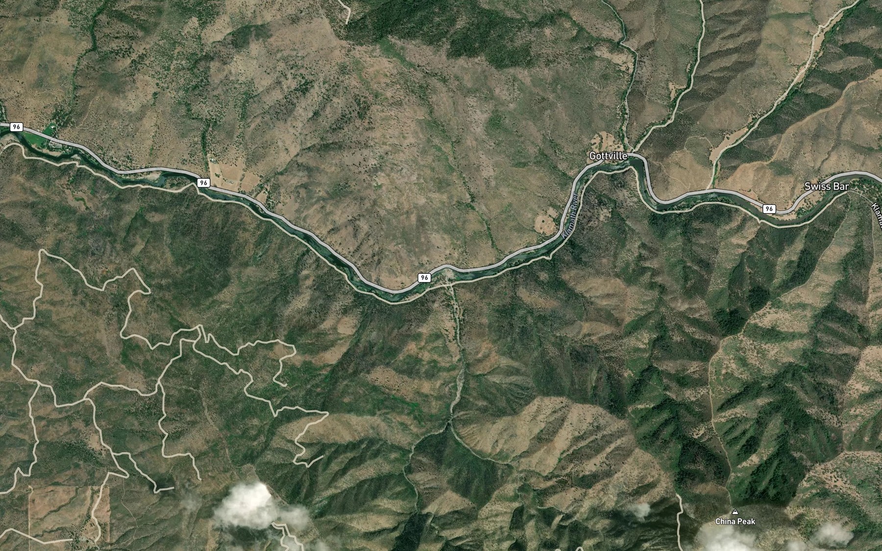 Satellite map of the Vesa Creek