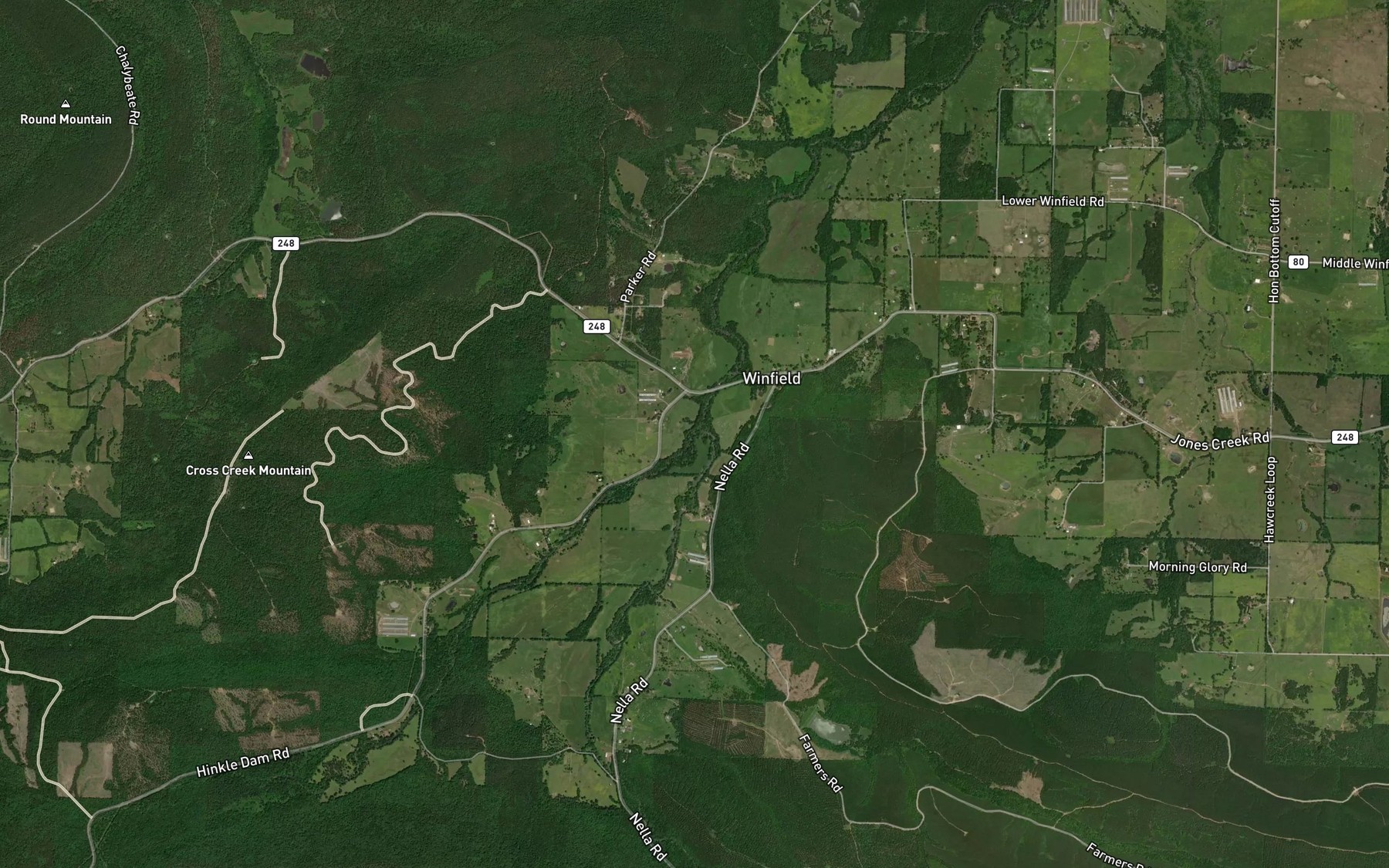 Satellite map of the Ross Creek