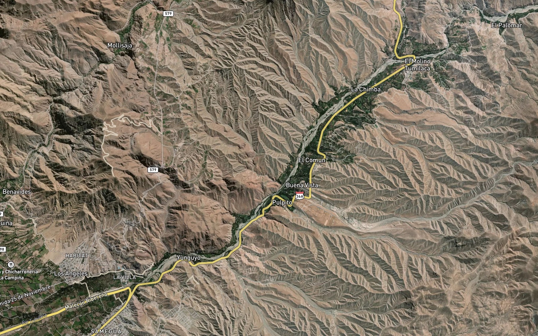 Satellite map of the Quebrada Mama Rosa