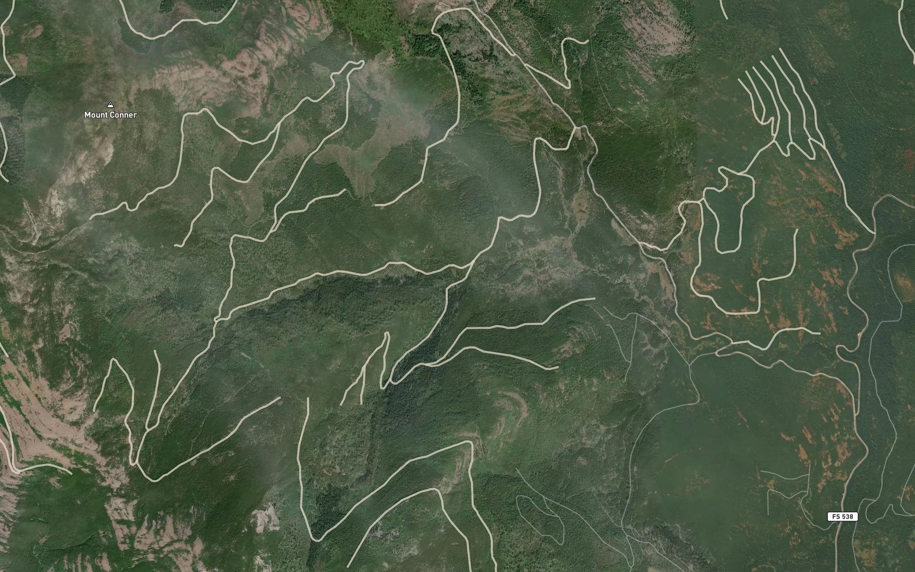 Satellite map of the South Fork Hand Creek