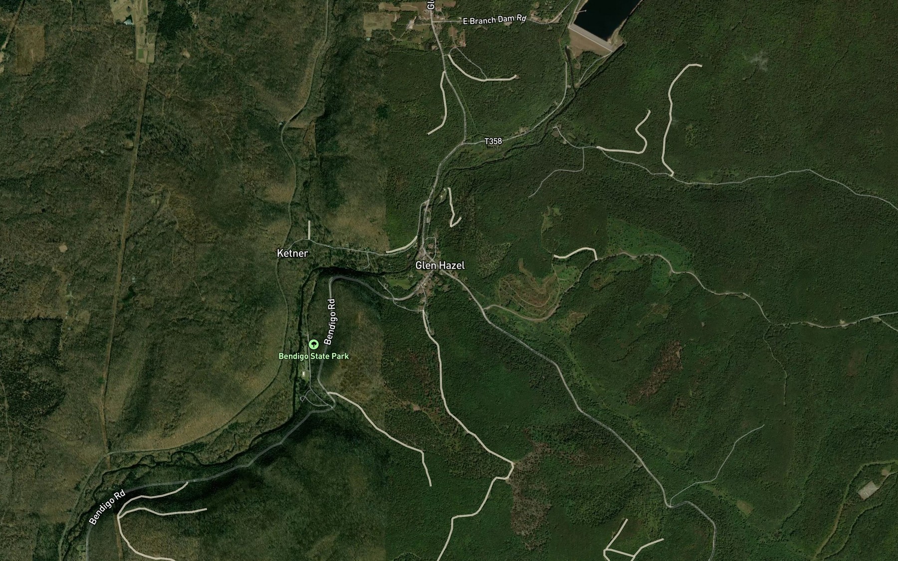 Satellite map of the Crooked Creek