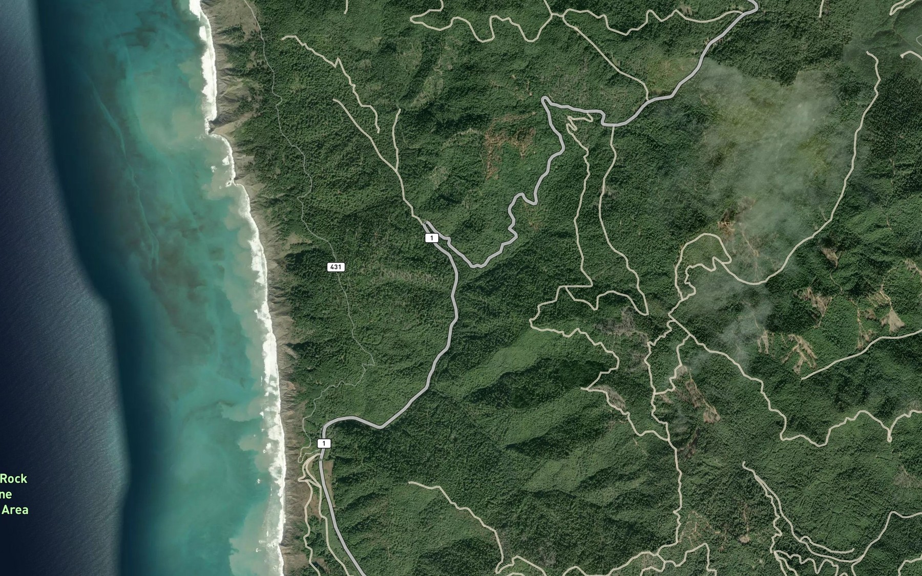 Satellite map of the Dunn Creek