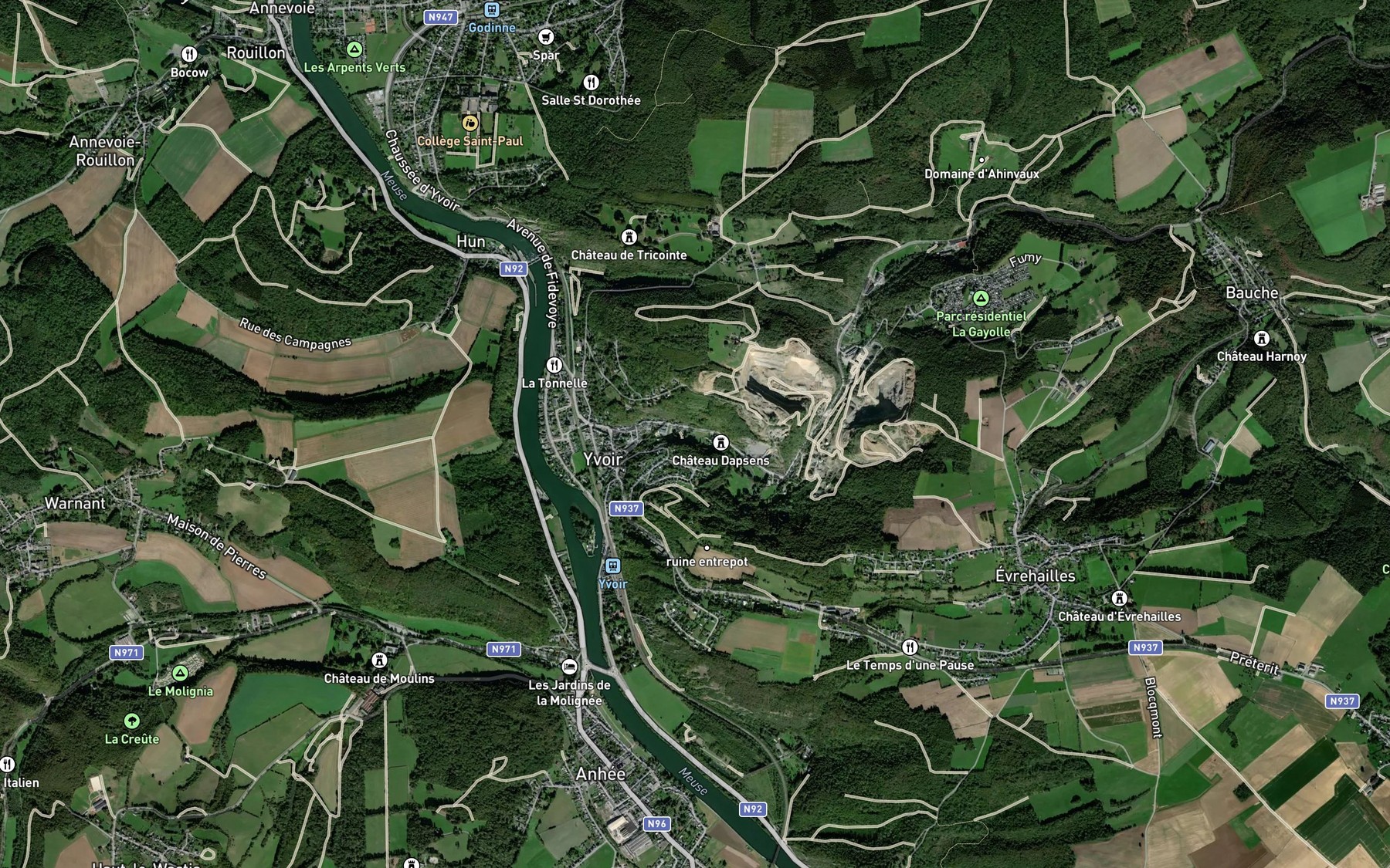 Satellite map of the Bocq