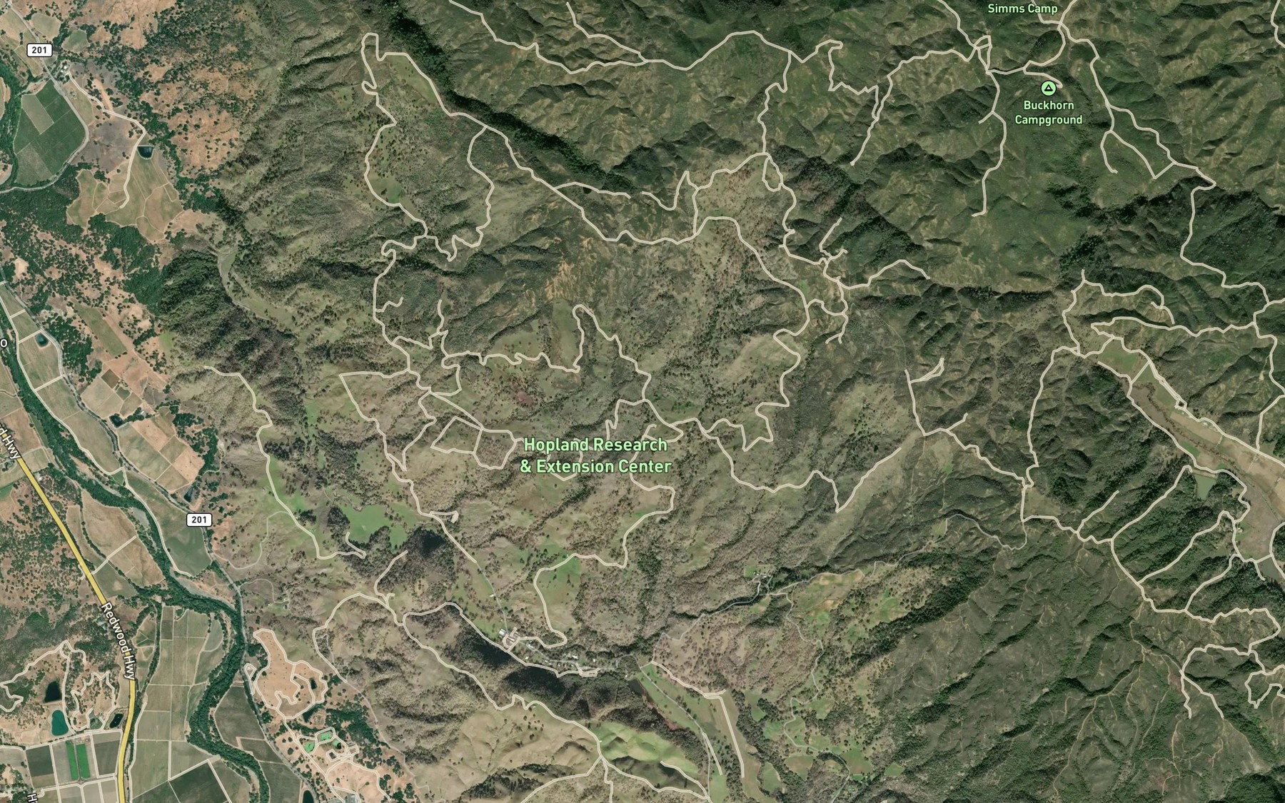 Satellite map of the Coon Lake