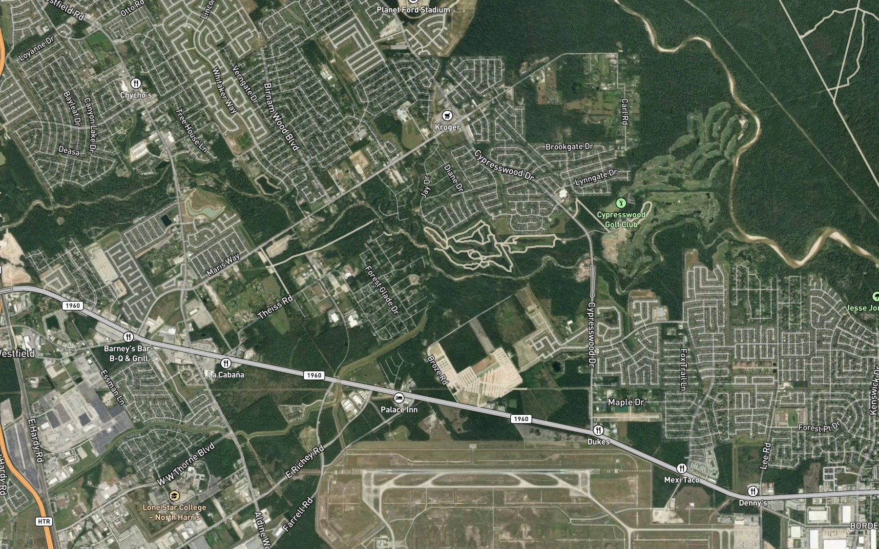 Satellite map of the Turkey Creek