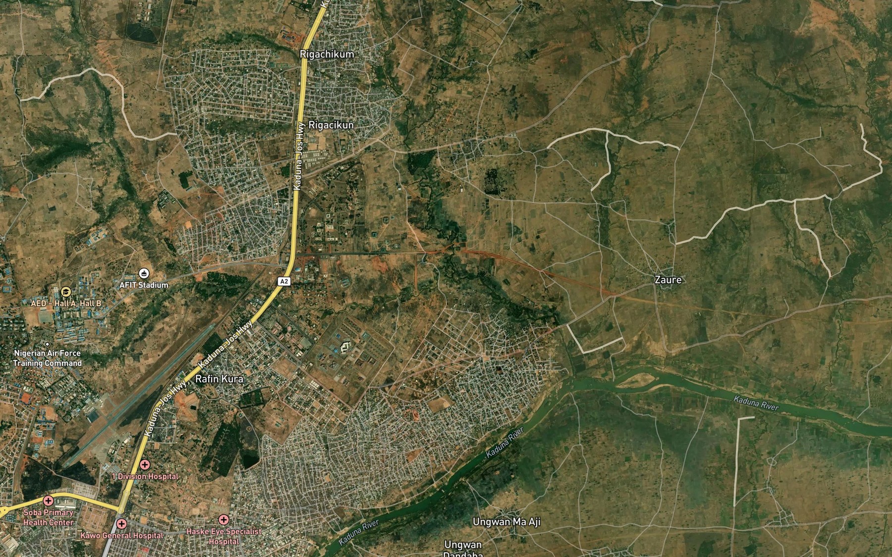 Satellite map of the River Kura